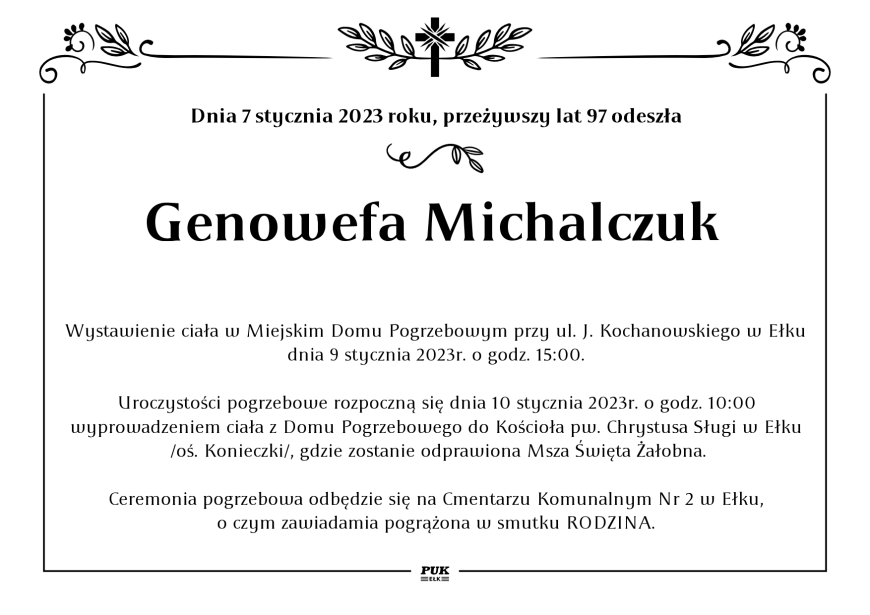 Genowefa Michalczuk  - nekrolog